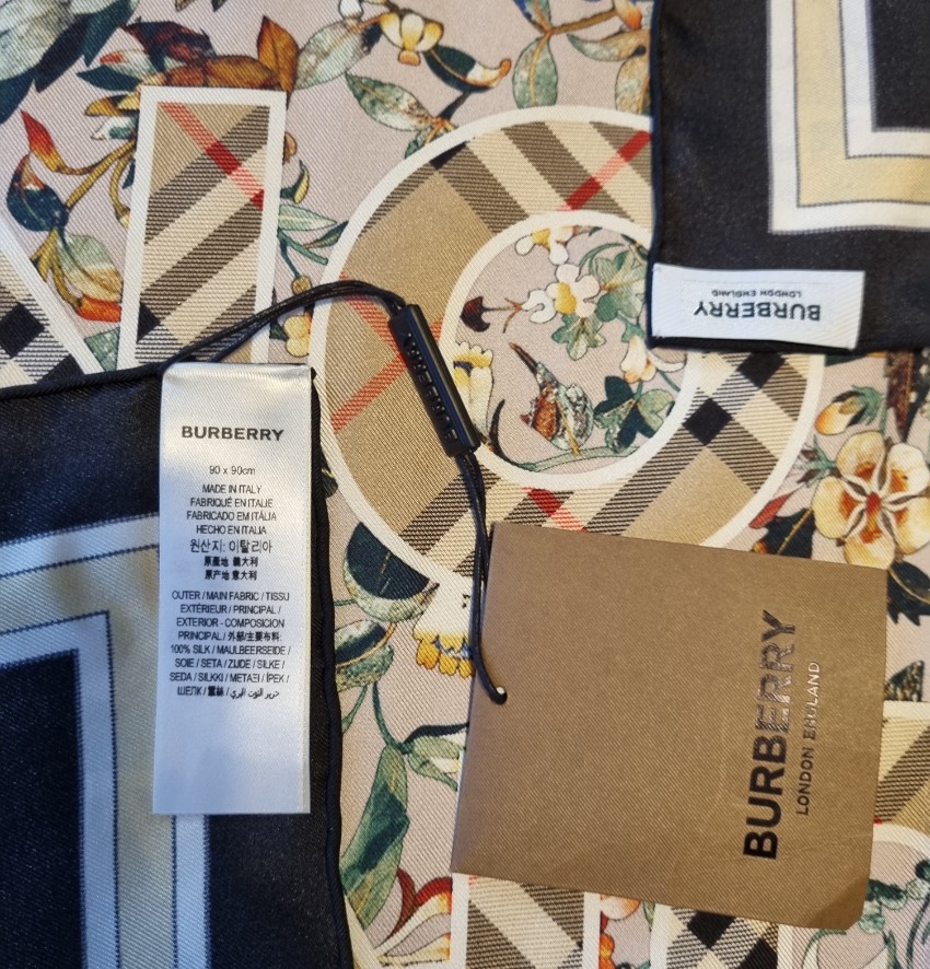 Burberry Montage Print Silk Square Scarf