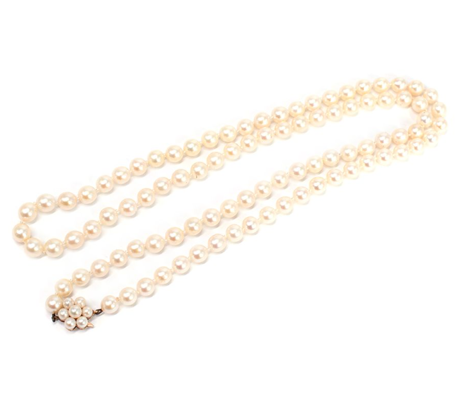 Preowned Mikimoto Special Order Cultured Pearl 18kt Yellow Gold Necklace Creme