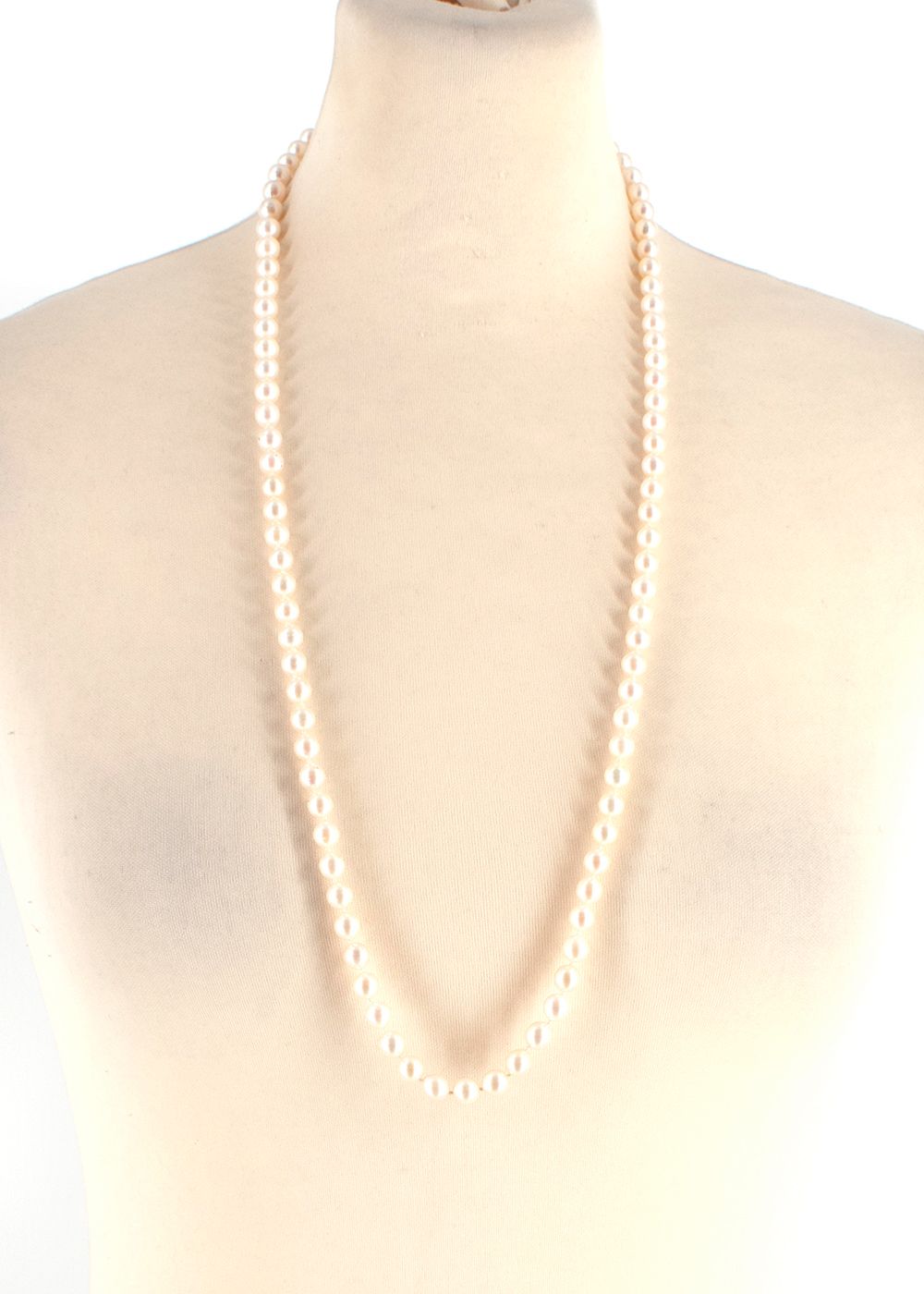 Preowned Mikimoto Special Order Cultured Pearl 18kt Yellow Gold Necklace Creme