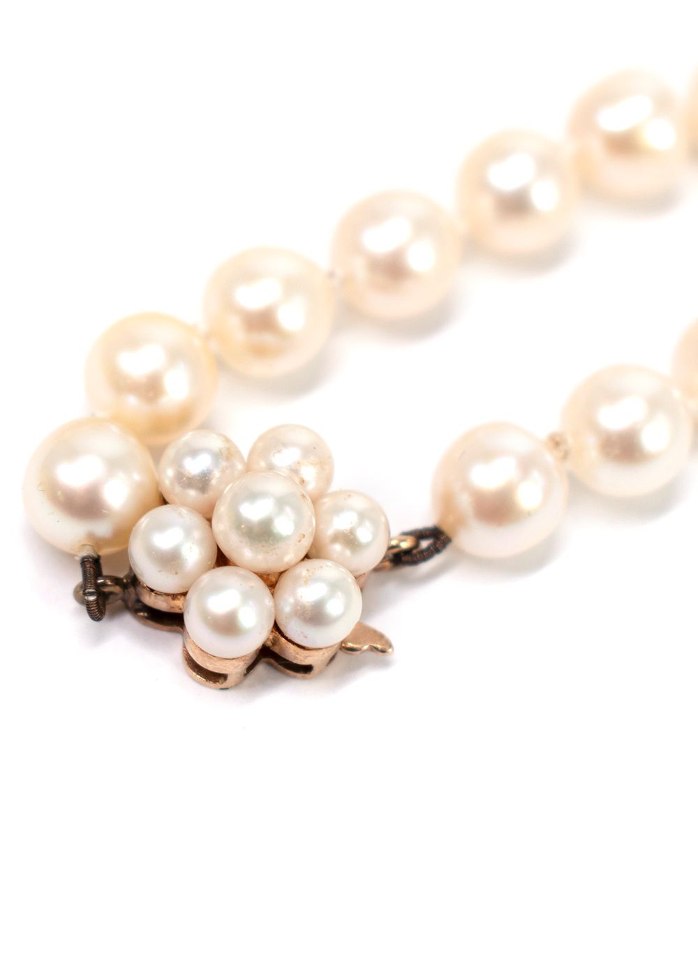 Preowned Mikimoto Special Order Cultured Pearl 18kt Yellow Gold Necklace Creme