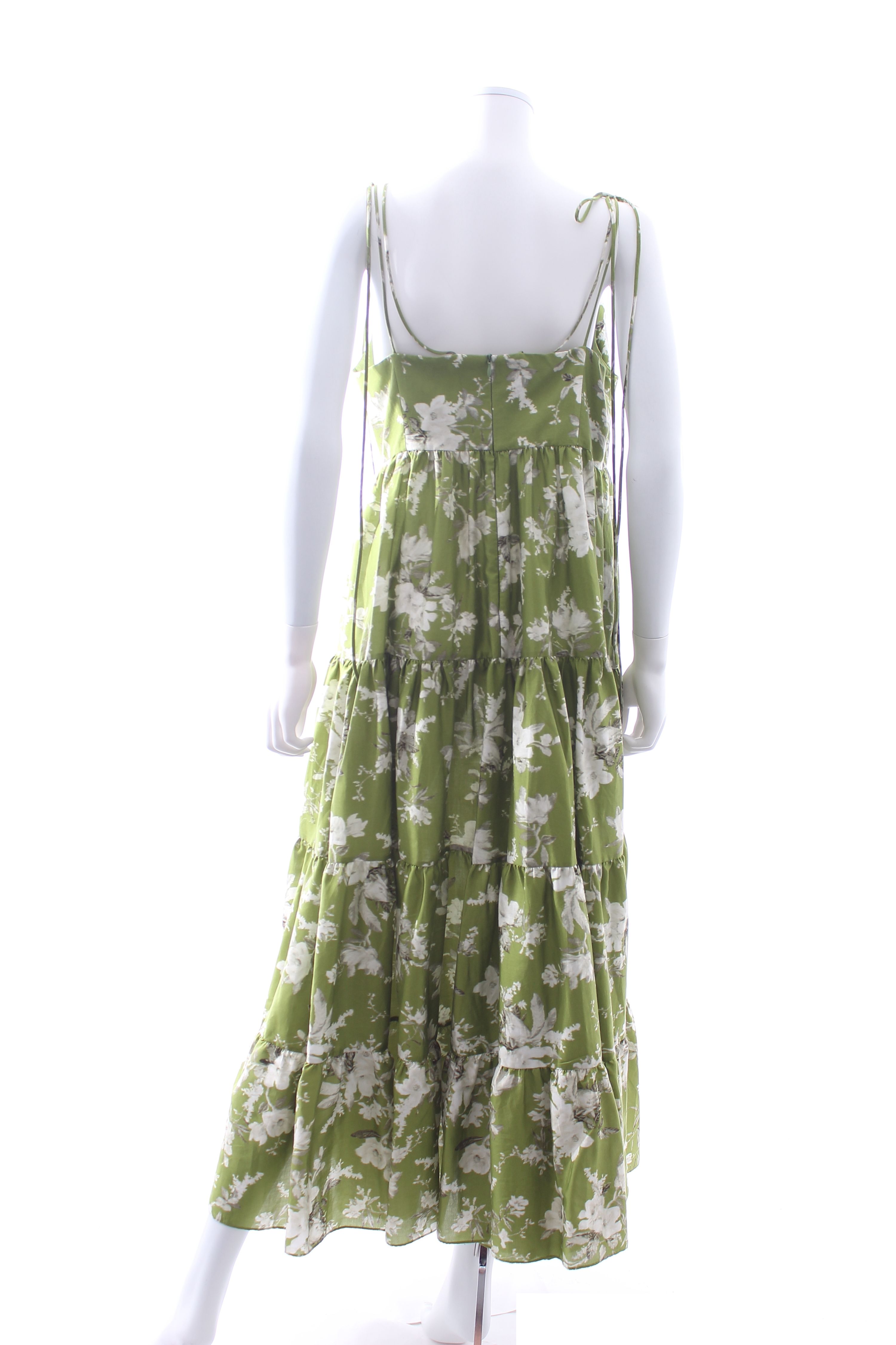 Preowned Erdem Green Azami Floral Print Dress Size L cotton