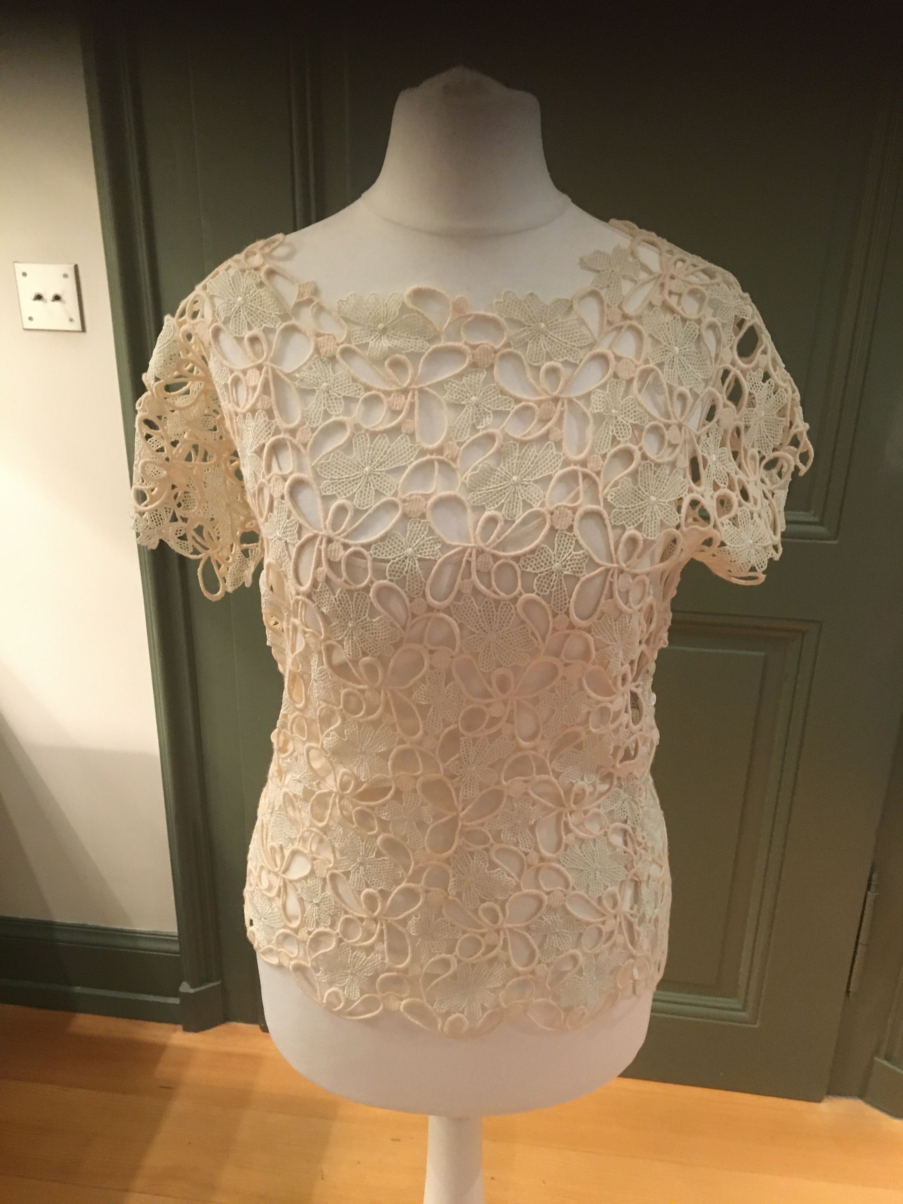 Dior Crochet Lace Cream Top Size S