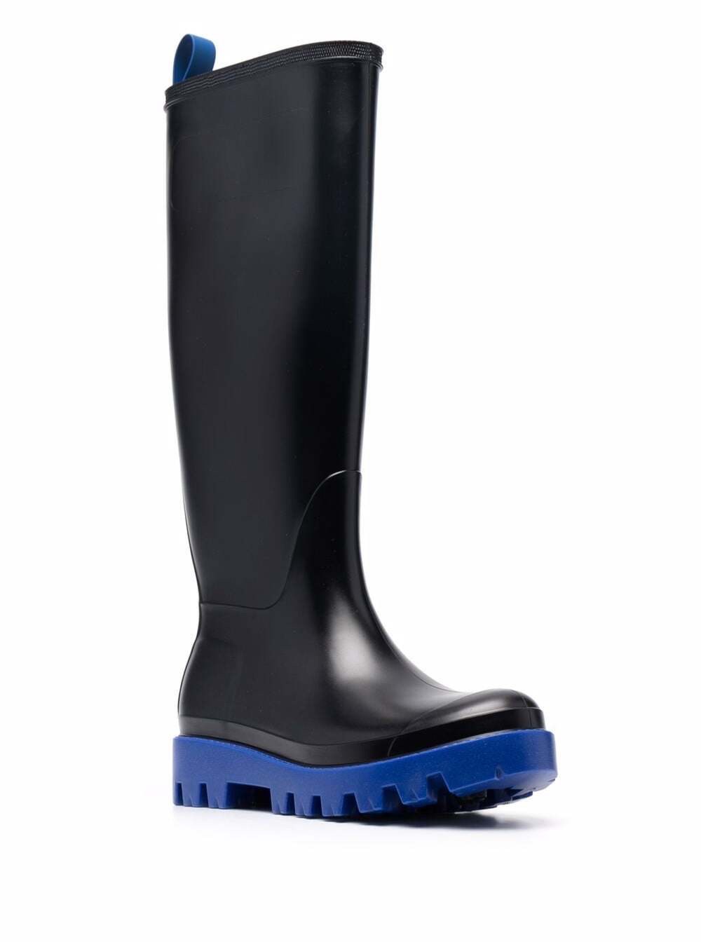 Gia Borghini 30mm Wellington Boots Size 38 Black royal blue rubber