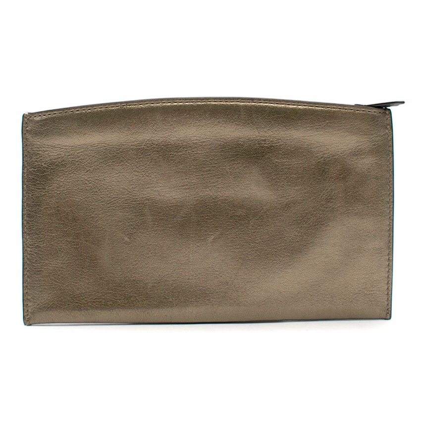 Preowned Reed Krakoff Metallic-Gold Atlantique Leather Pouch Gold