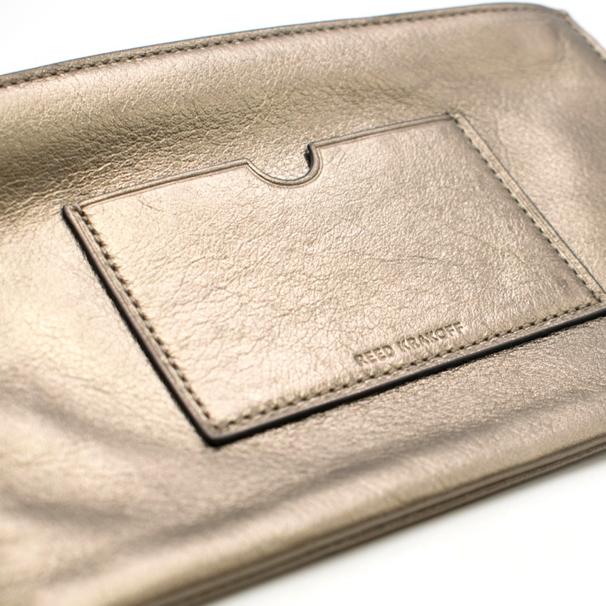 Preowned Reed Krakoff Metallic-Gold Atlantique Leather Pouch Gold