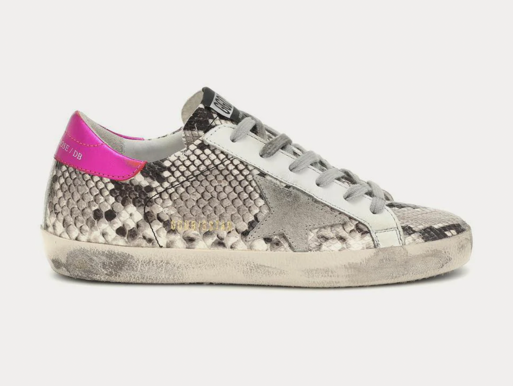 Boys Golden Goose Python Printed Superstar Sneakers Size 6 Years + beige and pink snakeskin