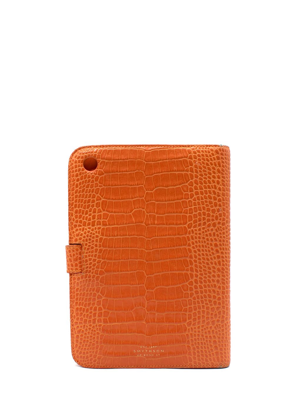 Preowned Smythson Orange Crocodile Embossed Tablet Cover leather