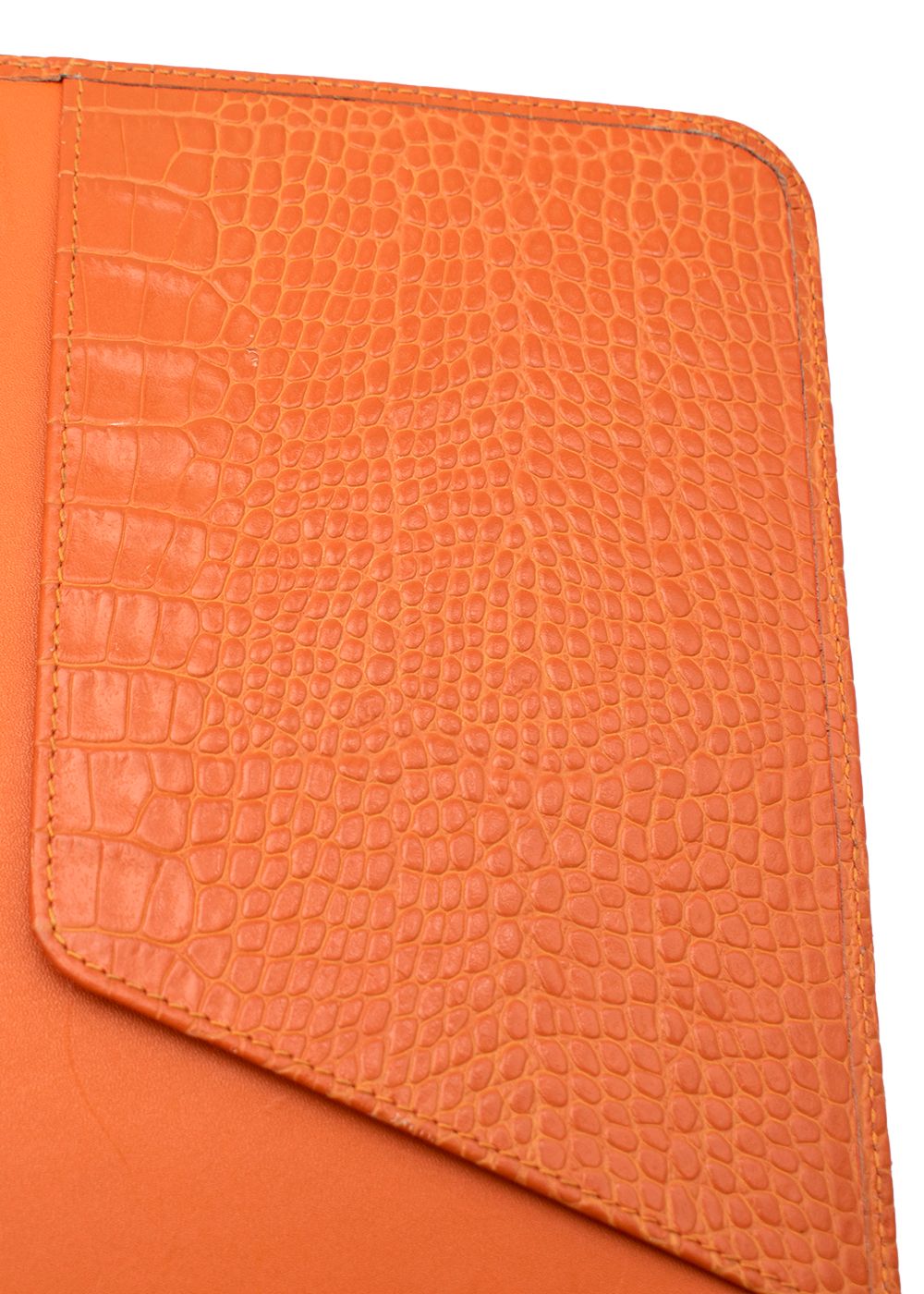 Preowned Smythson Orange Crocodile Embossed Tablet Cover leather