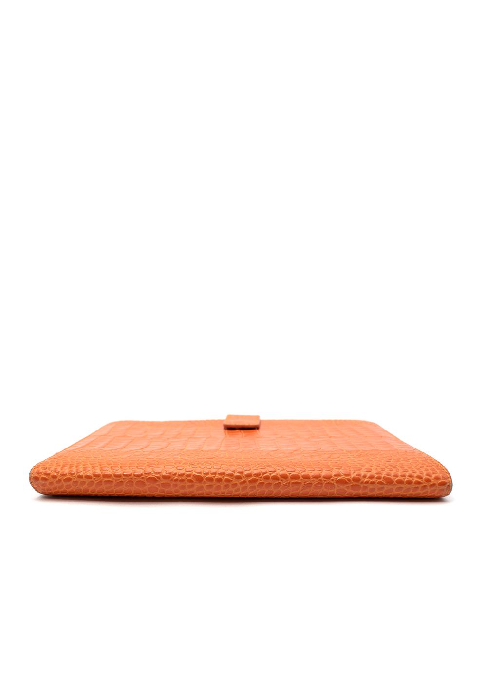 Preowned Smythson Orange Crocodile Embossed Tablet Cover leather