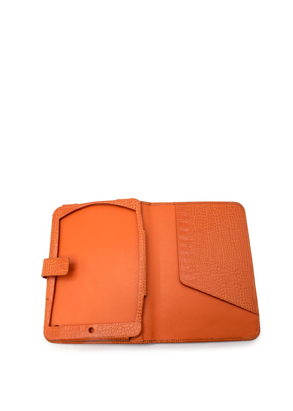 Preowned Smythson Orange Crocodile Embossed Tablet Cover leather