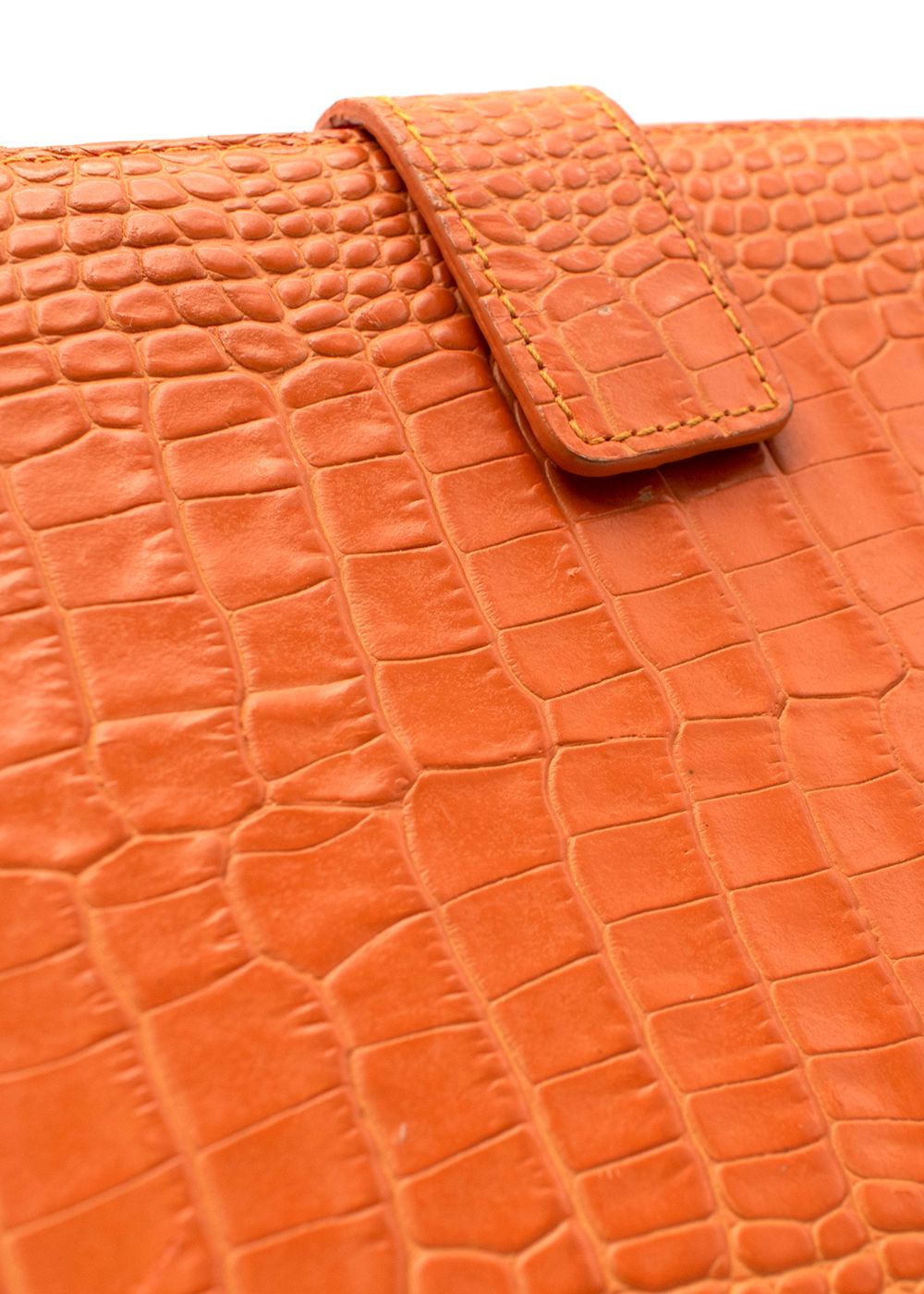 Preowned Smythson Orange Crocodile Embossed Tablet Cover leather