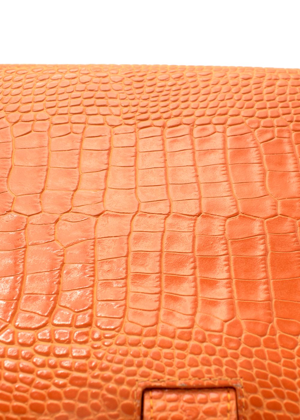 Preowned Smythson Orange Crocodile Embossed Tablet Cover leather