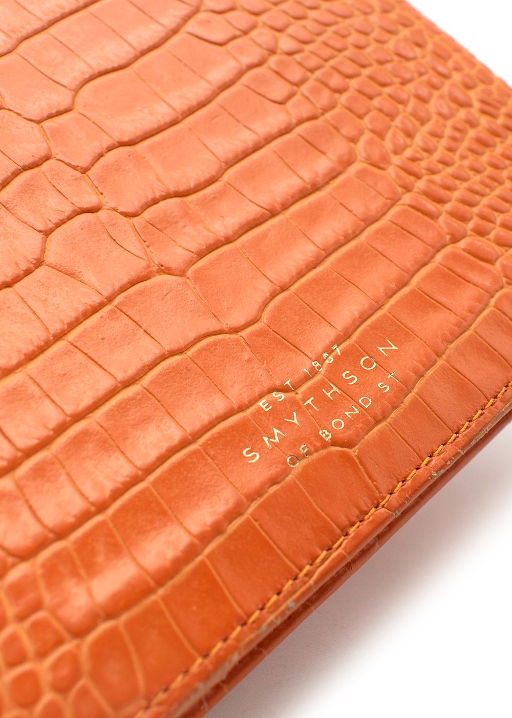 Preowned Smythson Orange Crocodile Embossed Tablet Cover leather