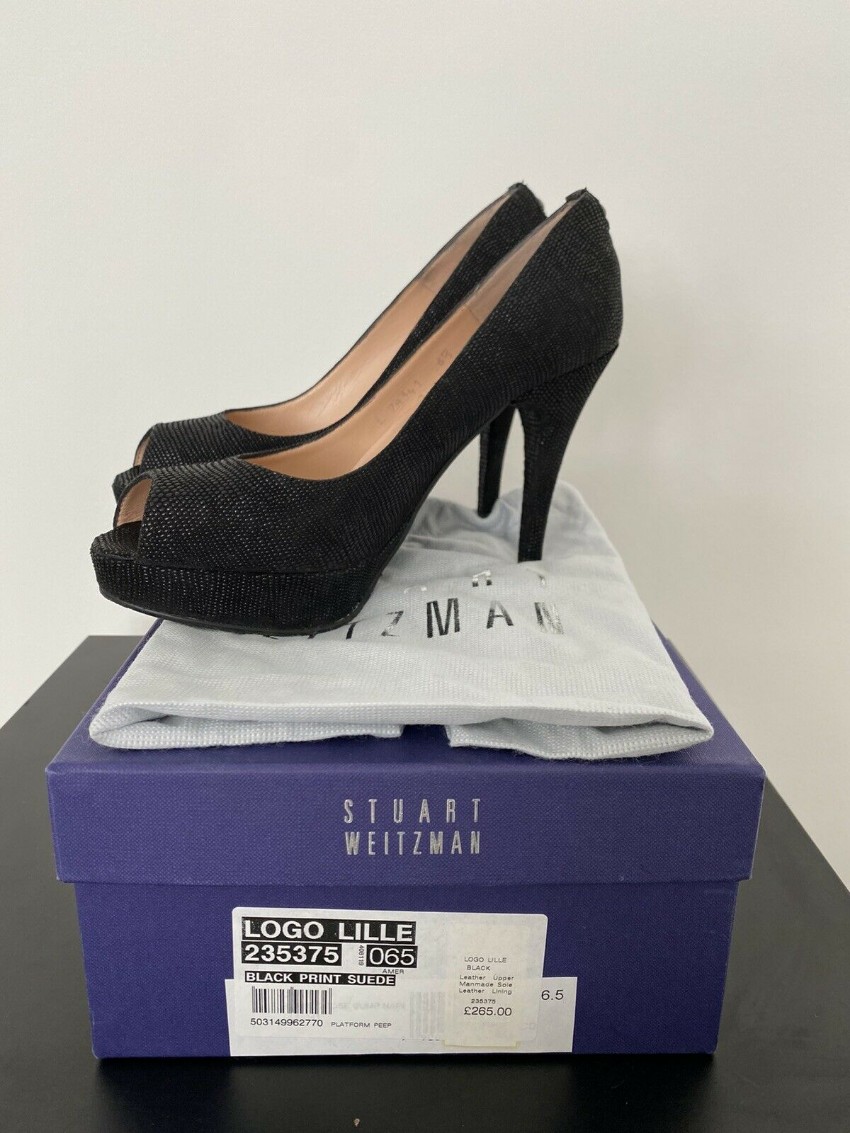 Preowned Stuart Weitzman Textured Leather Pumps Size 37 Black