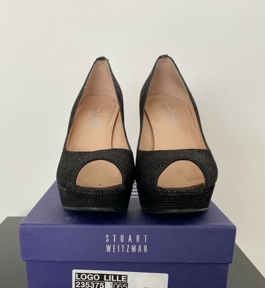 Preowned Stuart Weitzman Textured Leather Pumps Size 37 Black