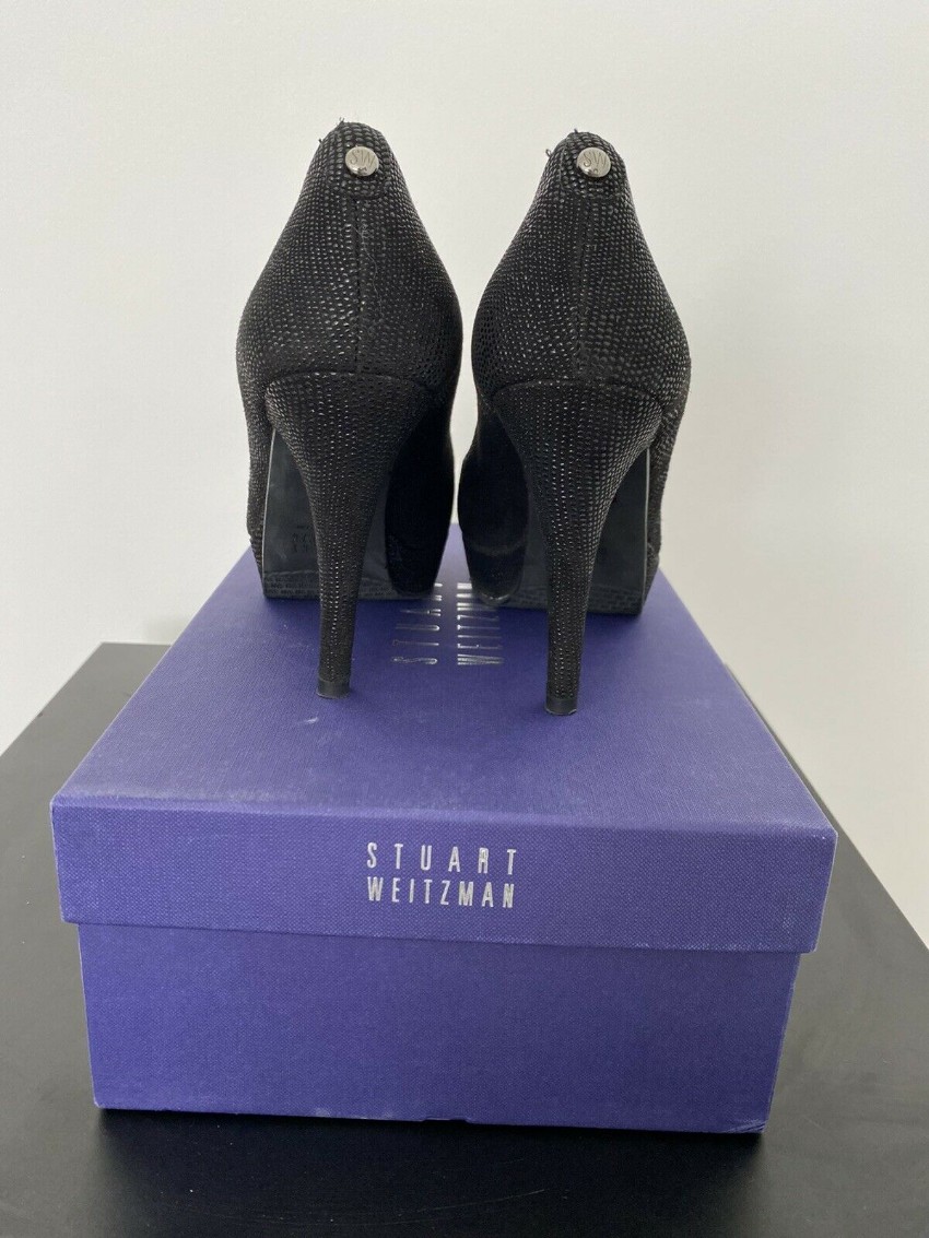 Preowned Stuart Weitzman Textured Leather Pumps Size 37 Black