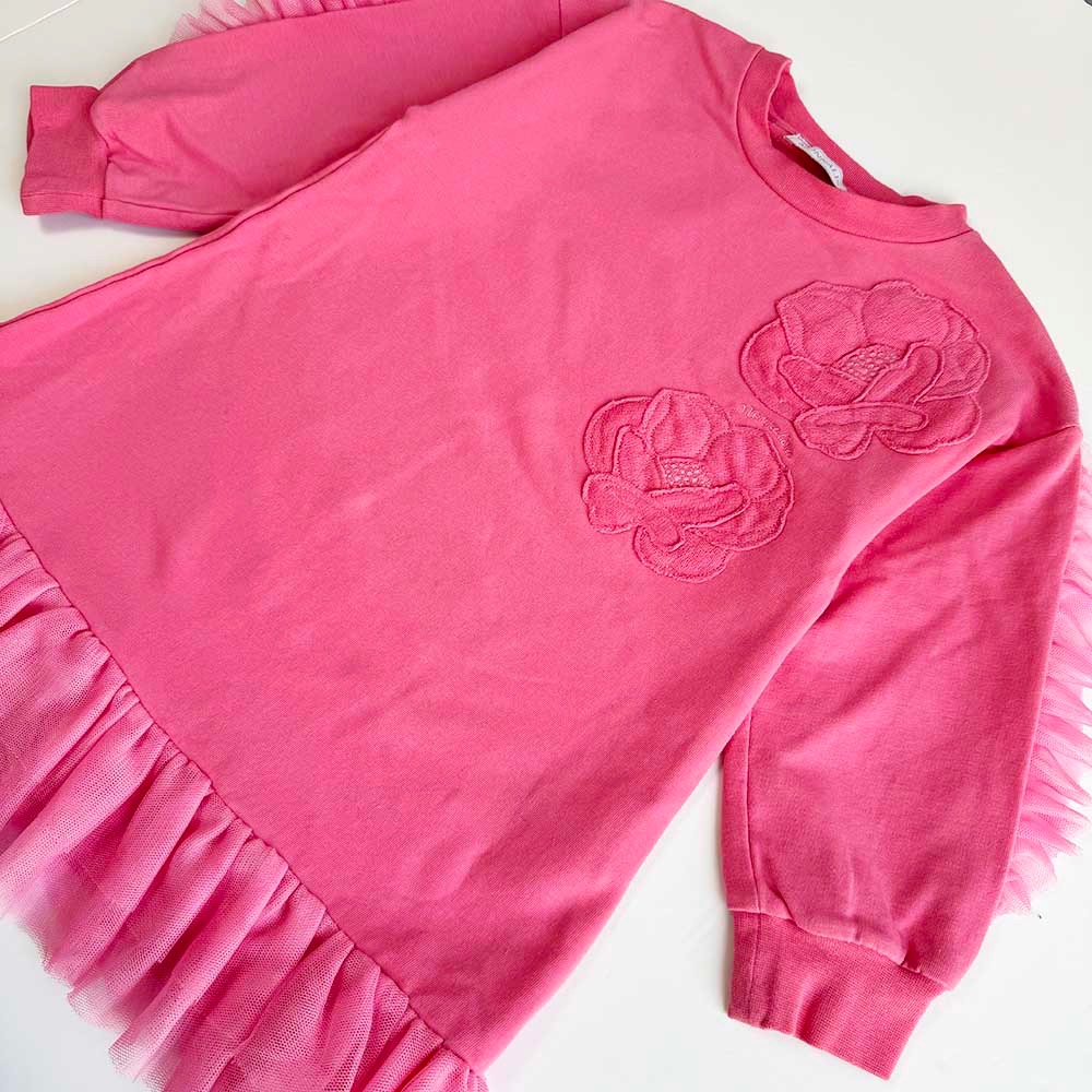 Boys Preowned Monnalisa Pink Frill Detail Jumper Dress Size 4 Years cotton