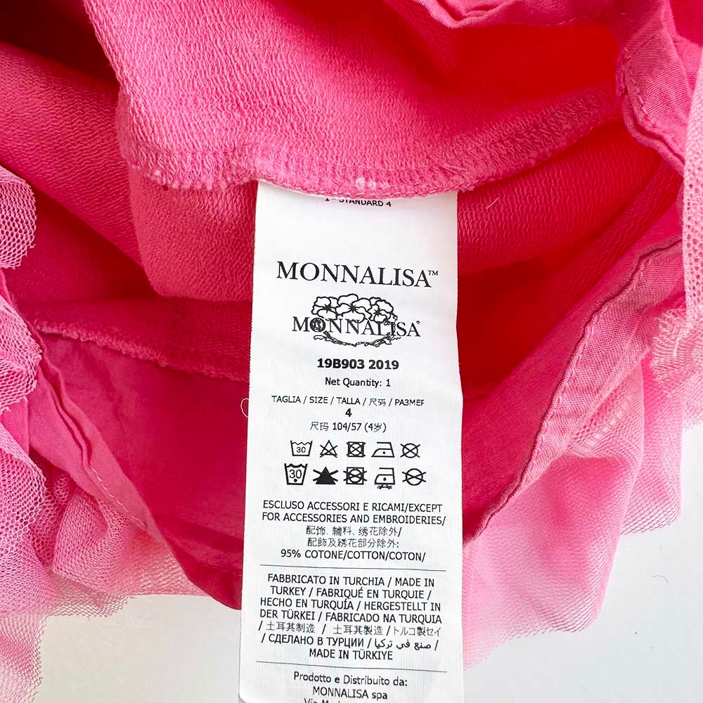 Boys Preowned Monnalisa Pink Frill Detail Jumper Dress Size 4 Years cotton