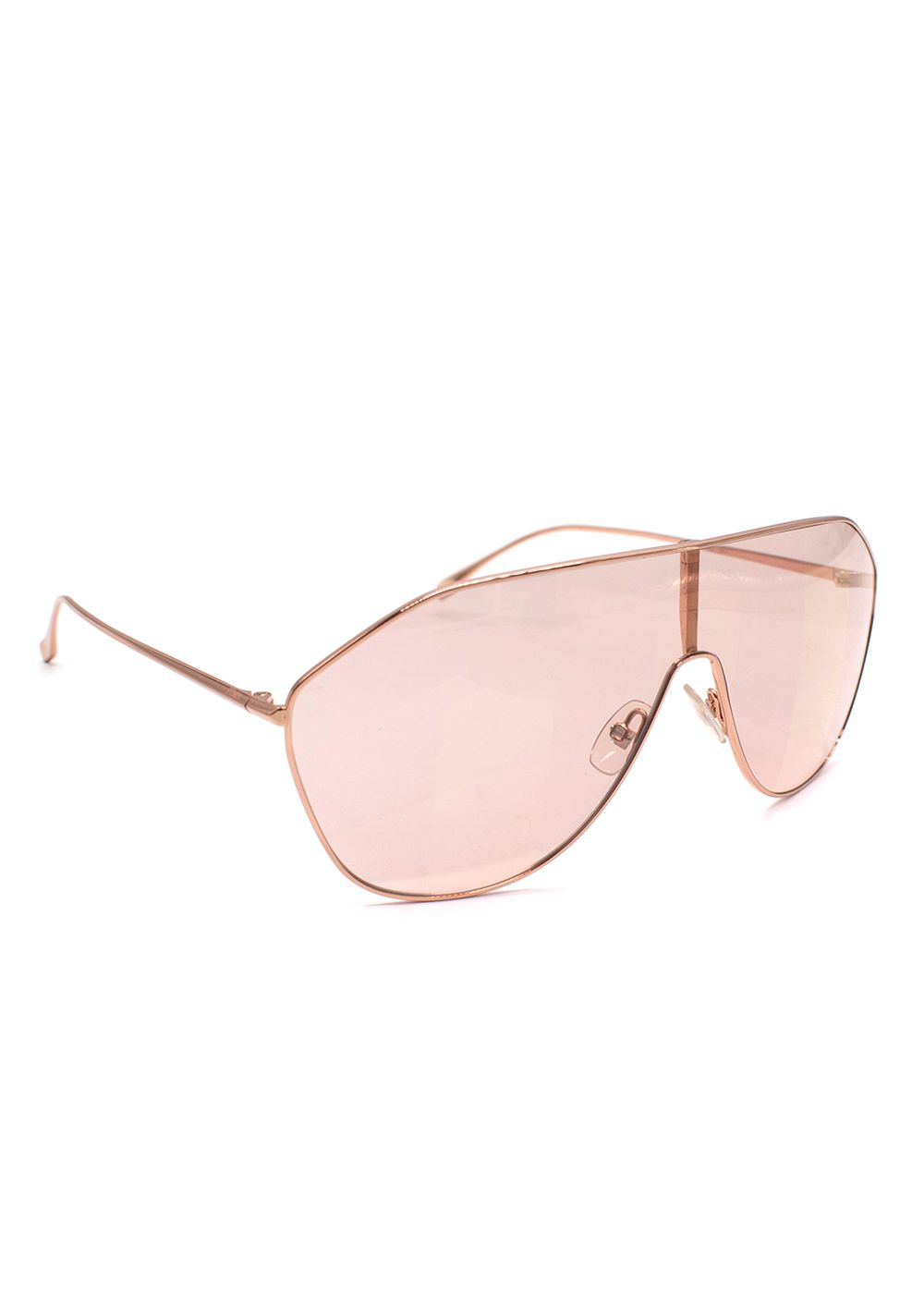 Preowned Fendi Peach FF 0405/S  Shield Sunglasses rose gold tone metal