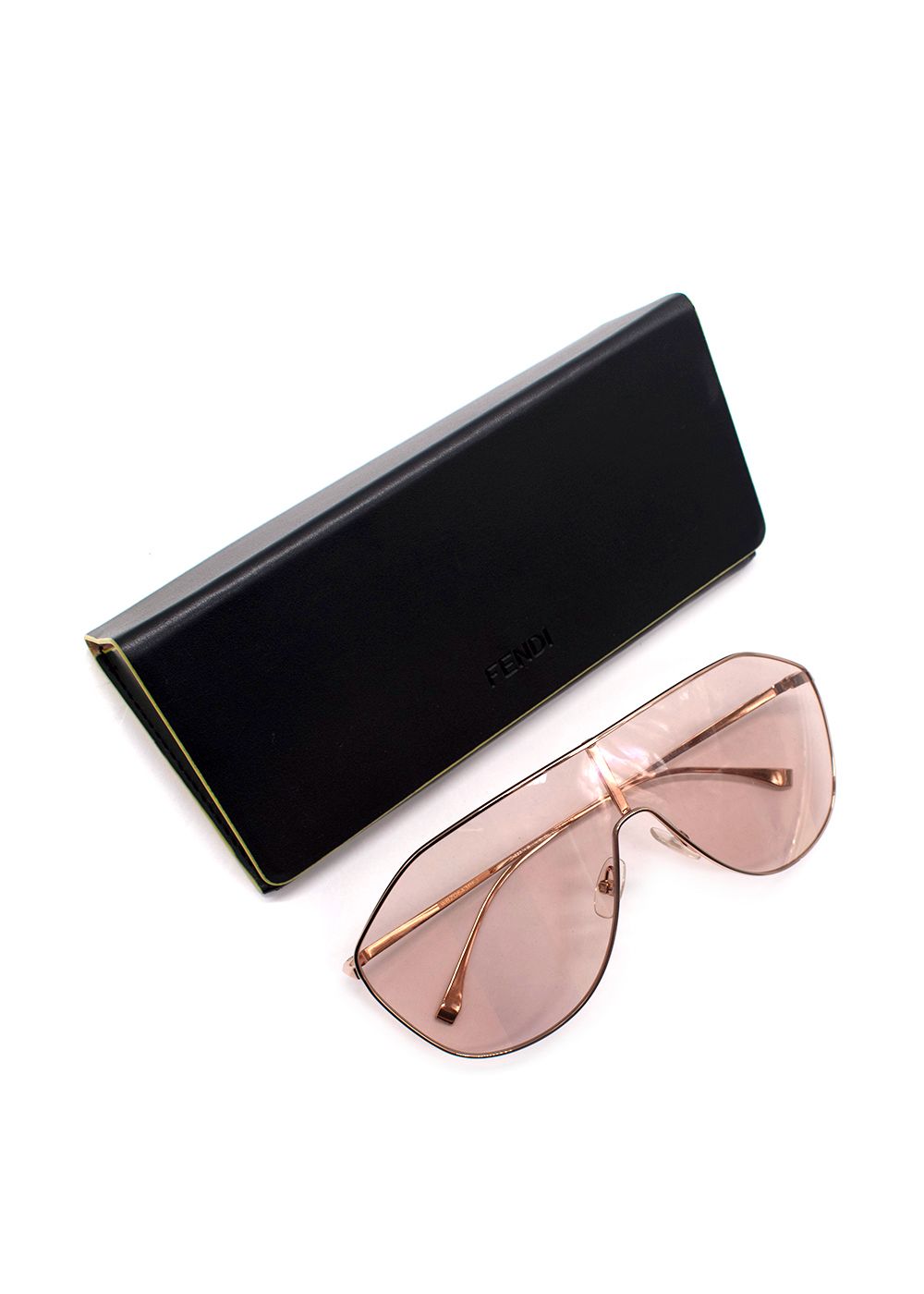 Preowned Fendi Peach FF 0405/S  Shield Sunglasses rose gold tone metal