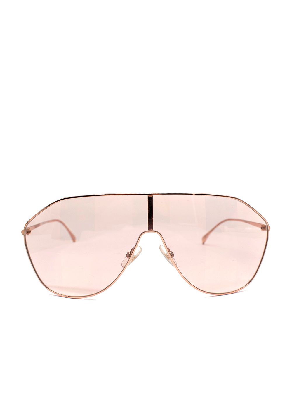 Preowned Fendi Peach FF 0405/S  Shield Sunglasses rose gold tone metal