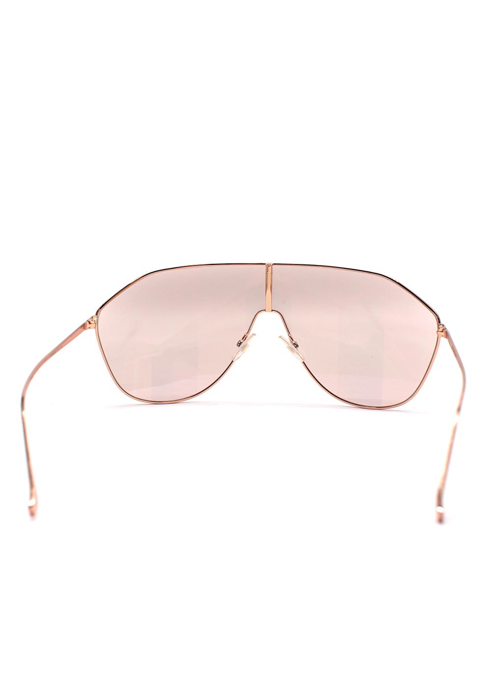 Preowned Fendi Peach FF 0405/S  Shield Sunglasses rose gold tone metal