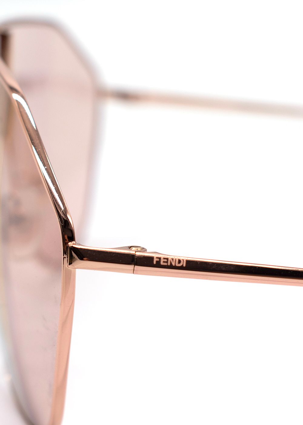 Preowned Fendi Peach FF 0405/S  Shield Sunglasses rose gold tone metal