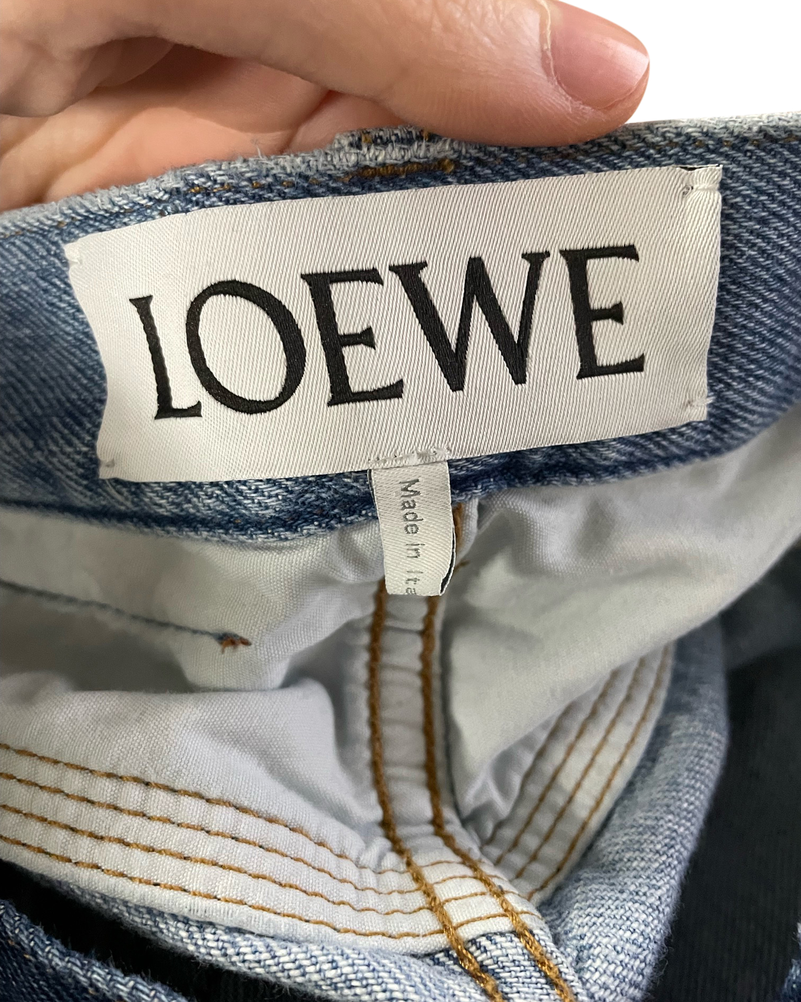 Preowned Loewe High Rise Two-Tone Jeans Size XS blue denim