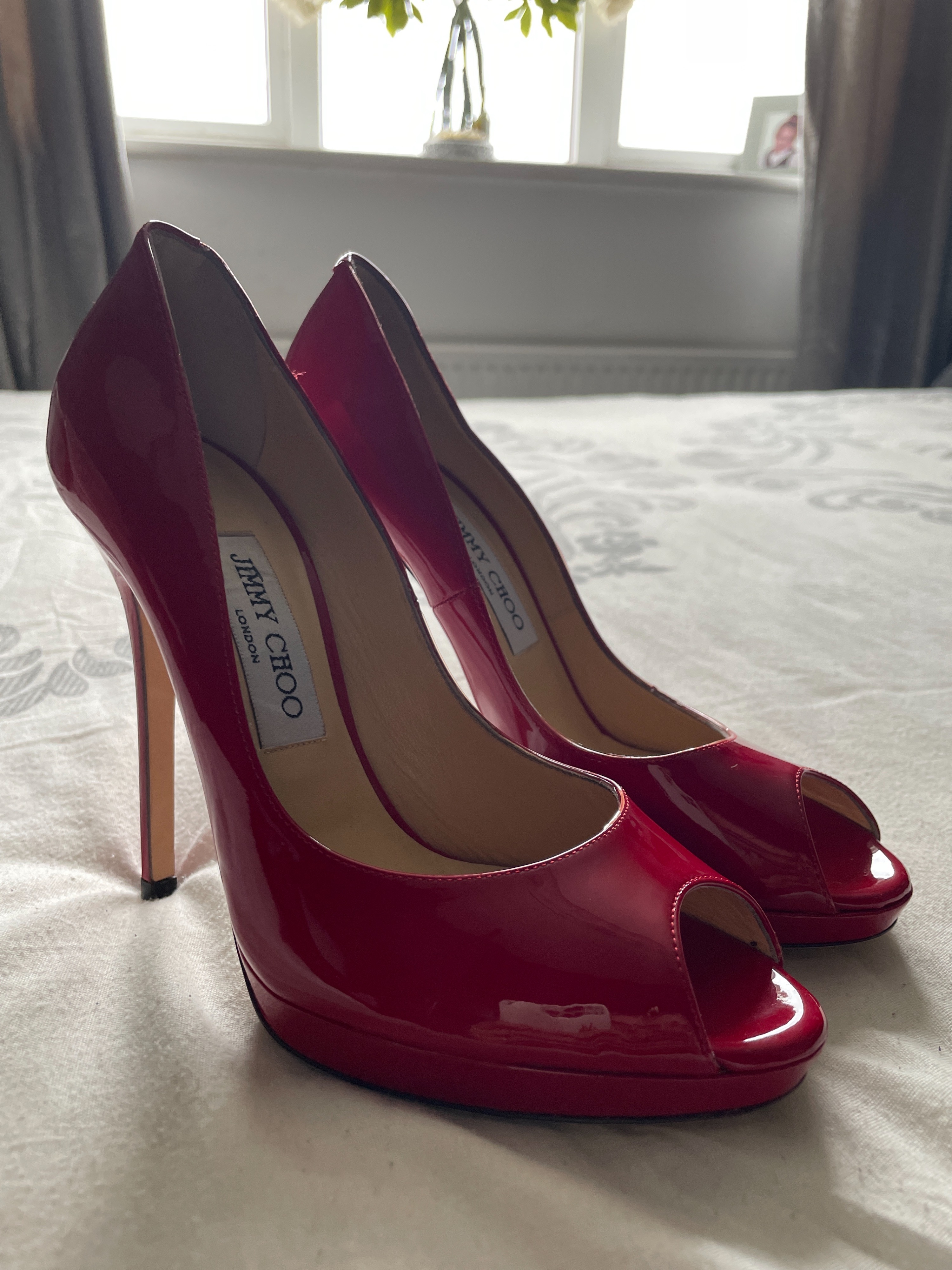 Jimmy Choo Red patent Luna heeled pumps Size 37 leather