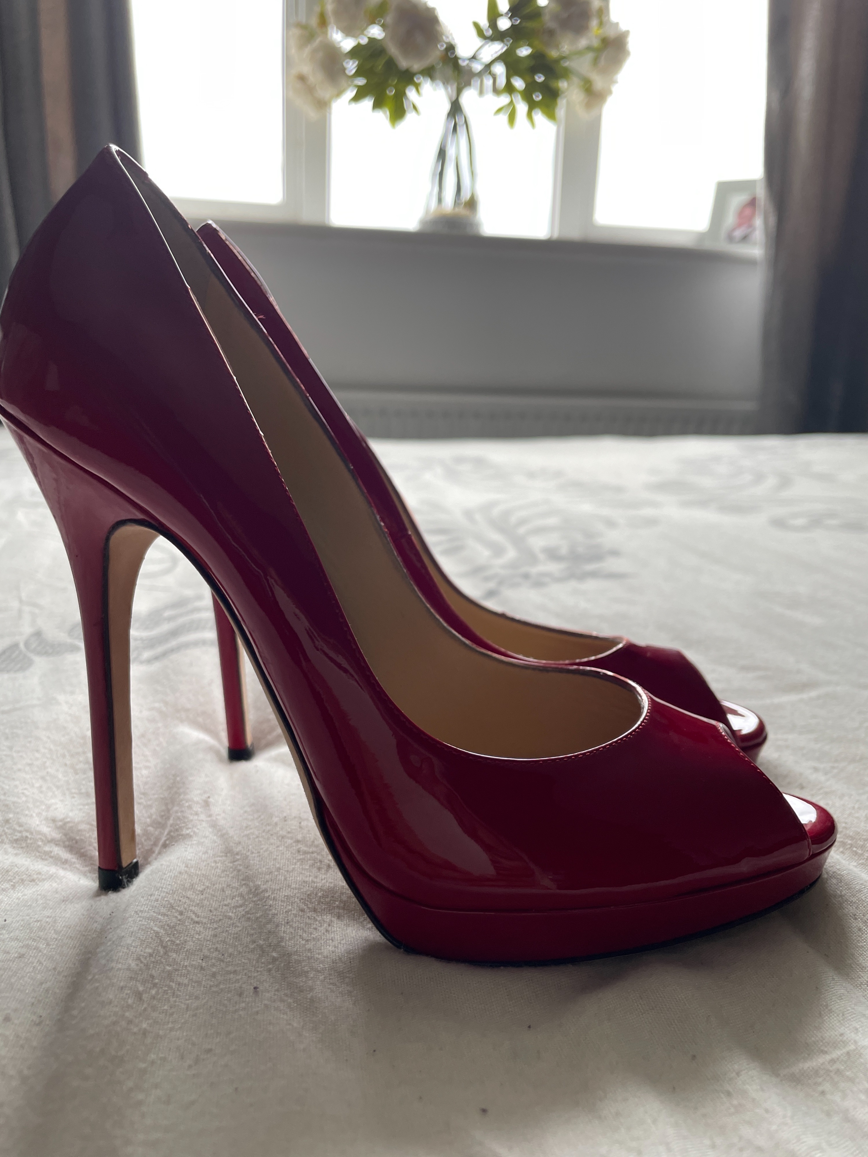 Jimmy Choo Red patent Luna heeled pumps Size 37 leather