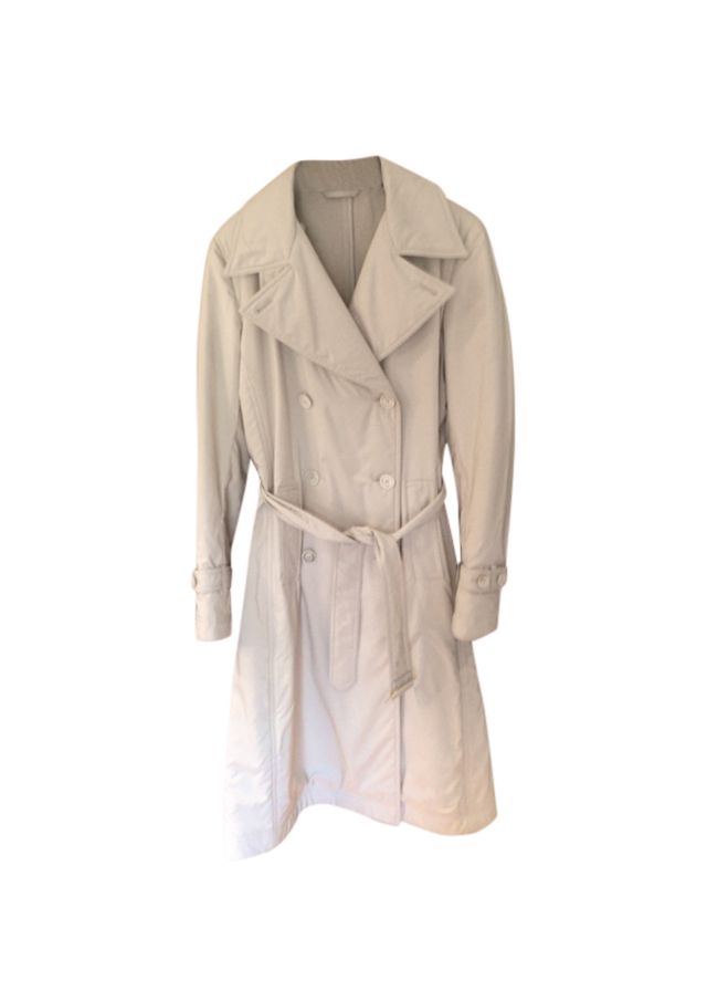 Men's Preowned Loro Piana Light Beige Cashmere Lined Rain Trench Coat Size S mixed/cashmere