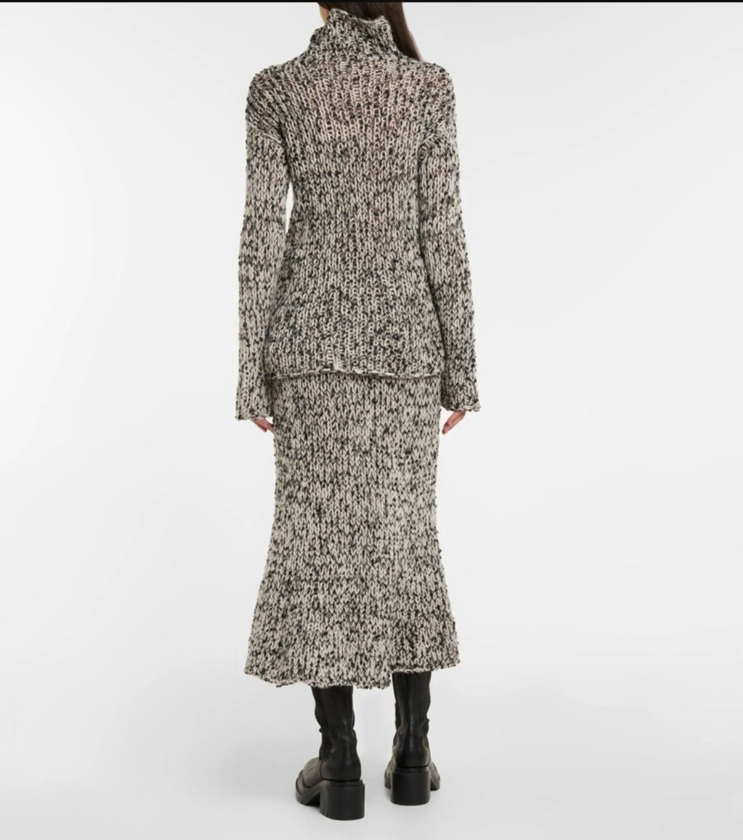 Moncler Grey Boucle Wool Jumper and Midi Skirt Set Size XS