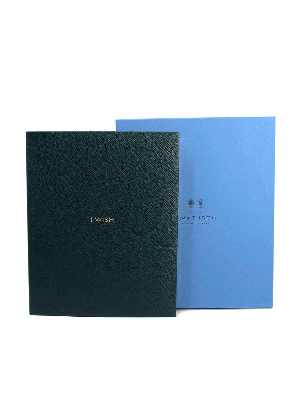 Smythson Forest Green Leather "I Wish" Notebook