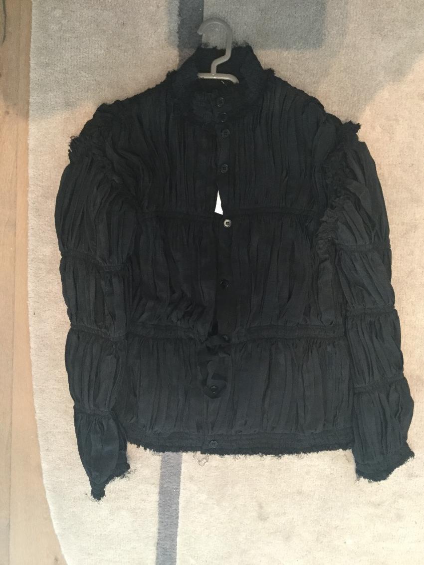 J W Anderson Frayed Ruched Crepe De Chine Jacket Size S Black silk