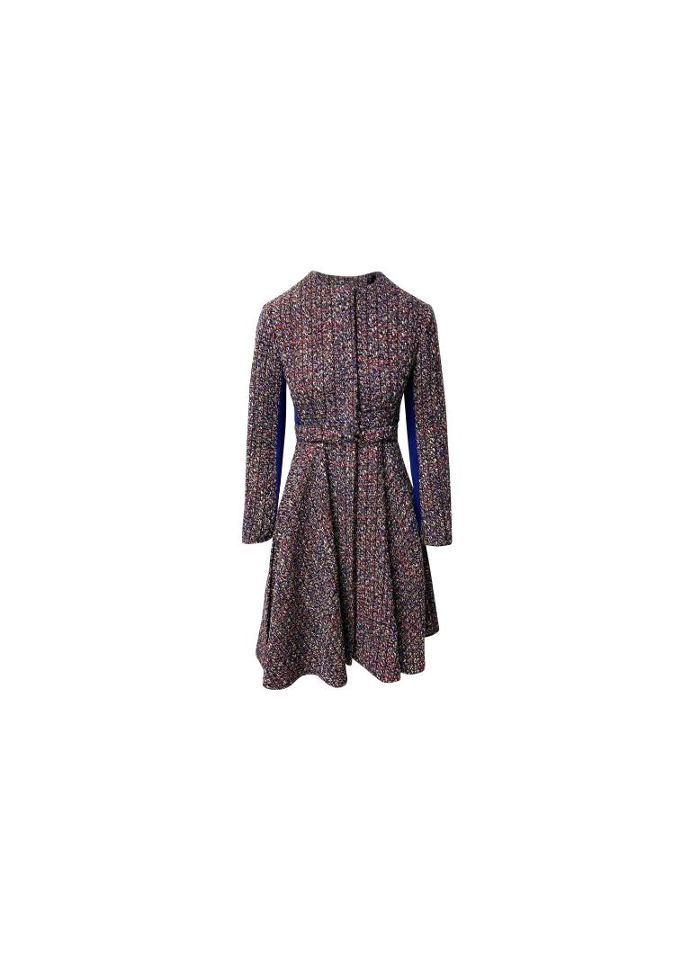 Preowned Christian Dior Multicolour Tweed Coat Dress Size XS cotton/cotton wool