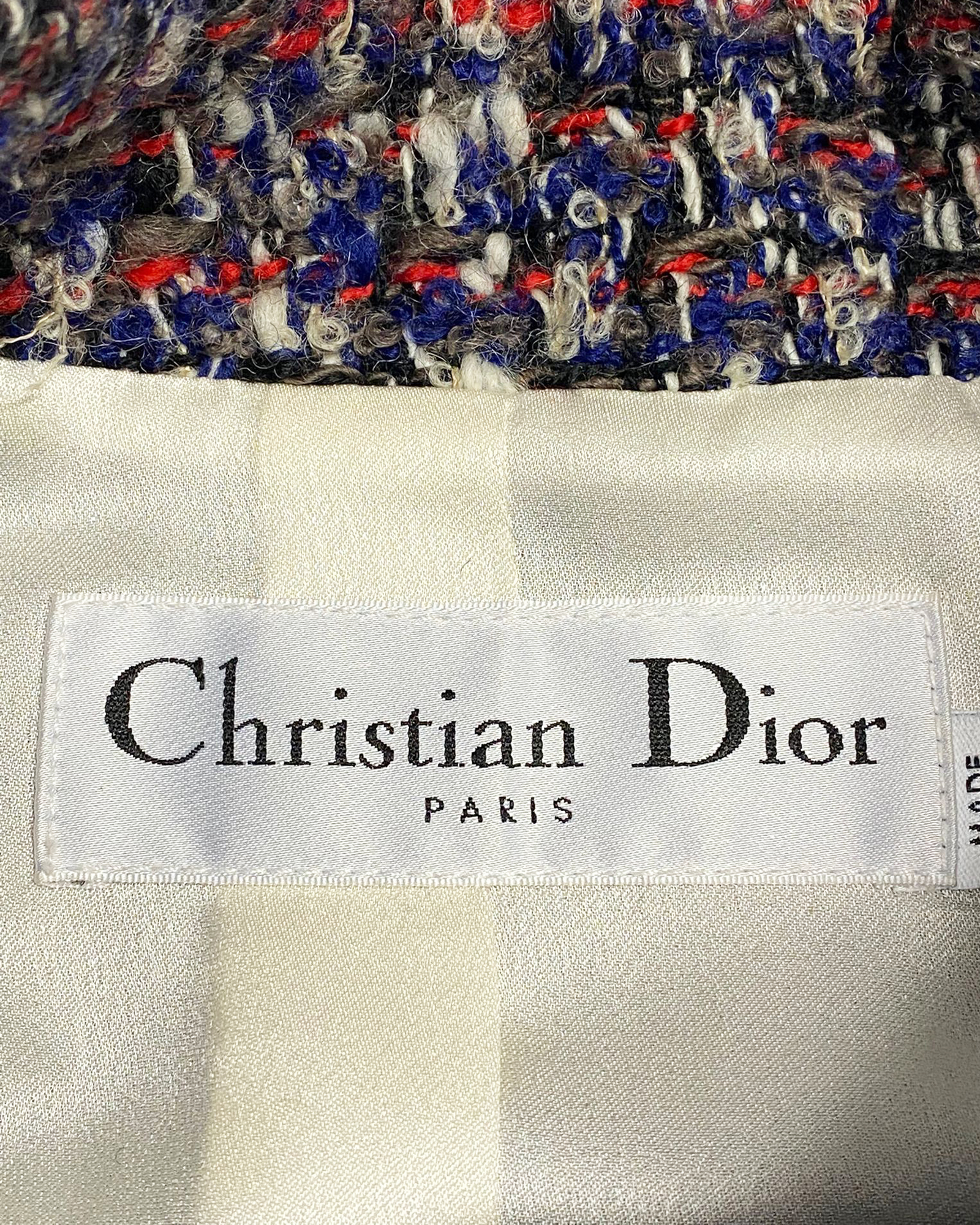 Preowned Christian Dior Multicolour Tweed Coat Dress Size XS cotton/cotton wool