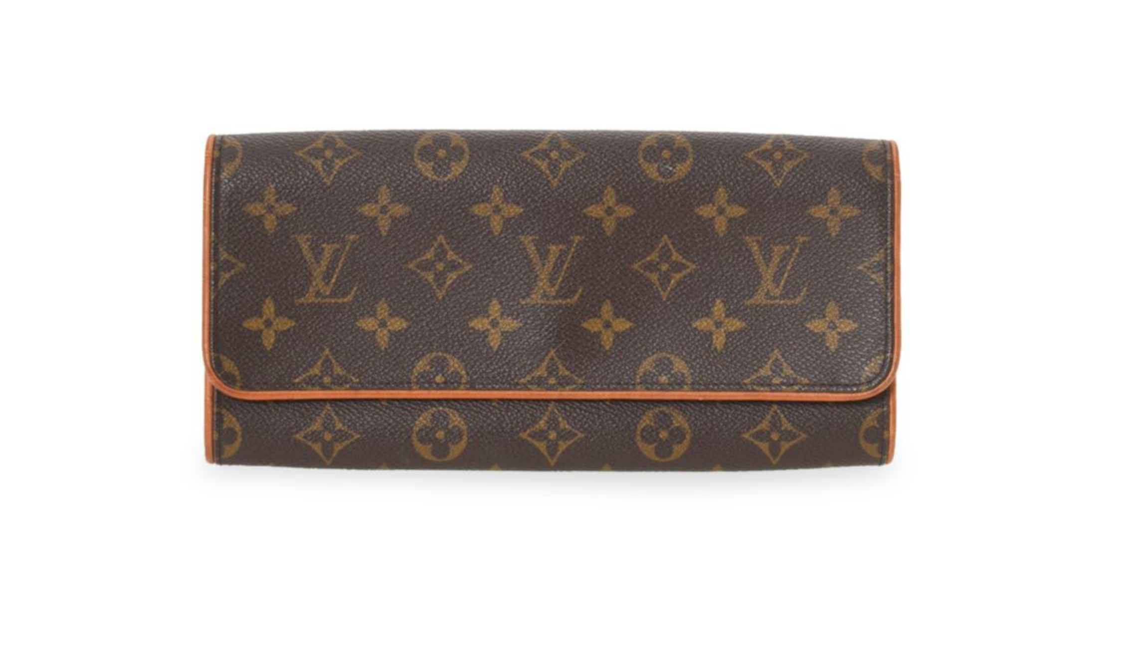 Preowned Louis Vuitton Monogram Canvas Pochette Twin GM Clutch w/ Strap Chocolate Brown leather