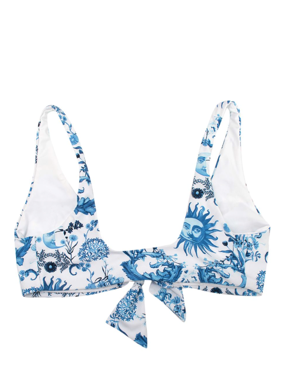 Borgo De Nor Blue Electra Bow Tie High Waisted Bikini Size M blue white recyled polyamide/elastane