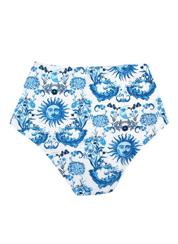 Borgo De Nor Blue Electra Bow Tie High Waisted Bikini Size M blue white recyled polyamide/elastane