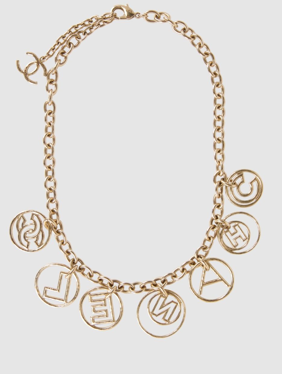 Preowned Chanel Gold Tone Letter Necklace metal