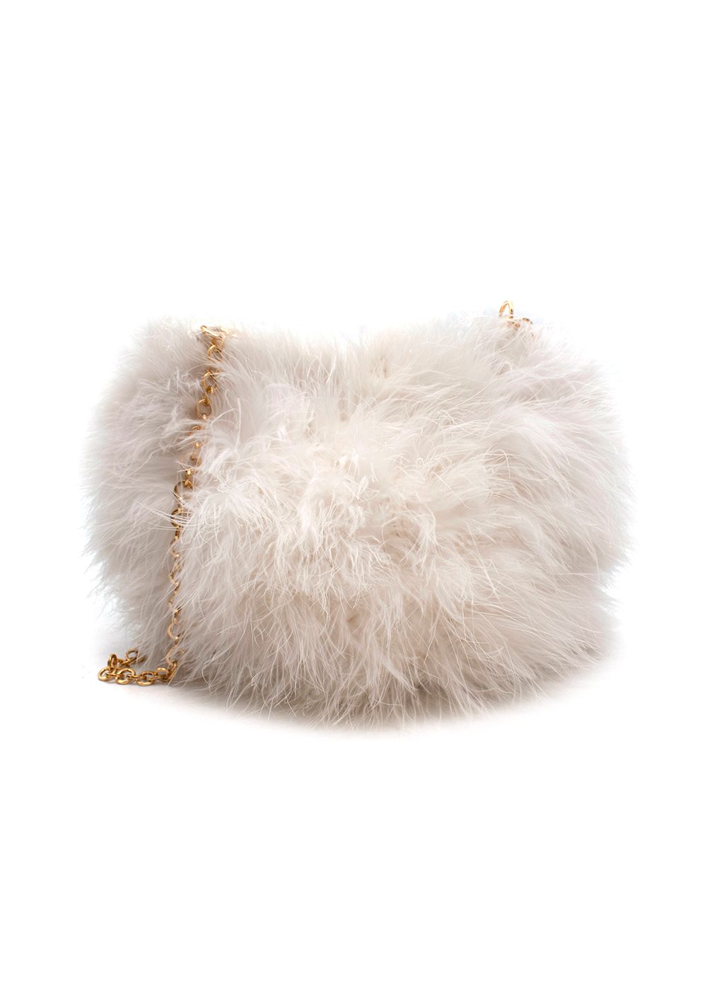 Carolina Santo Domingo Knitted Feather Shoulder Bag White polyester