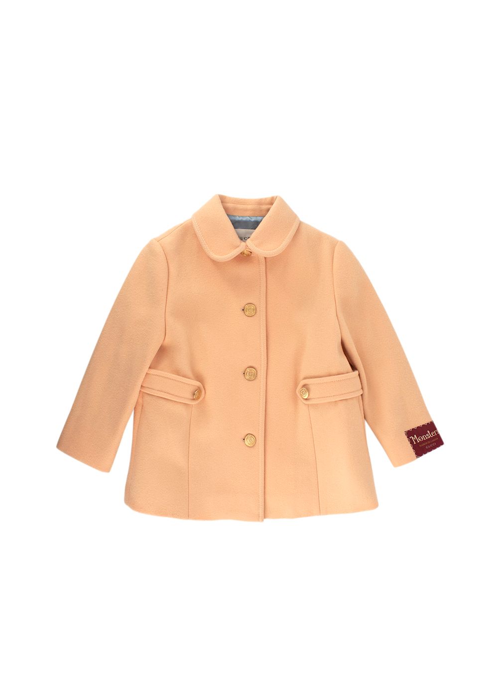 Boys Gucci Kids Yellow Wool GG Button Coat Size 6 Years +