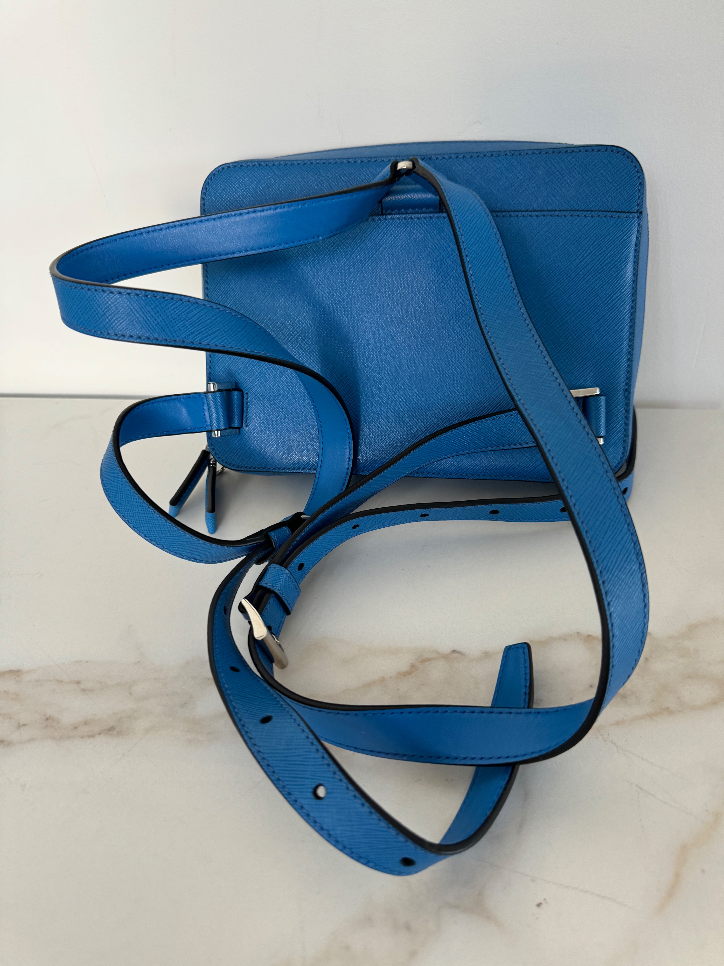 Preowned Prada Blue Saffiano Leather Backpack