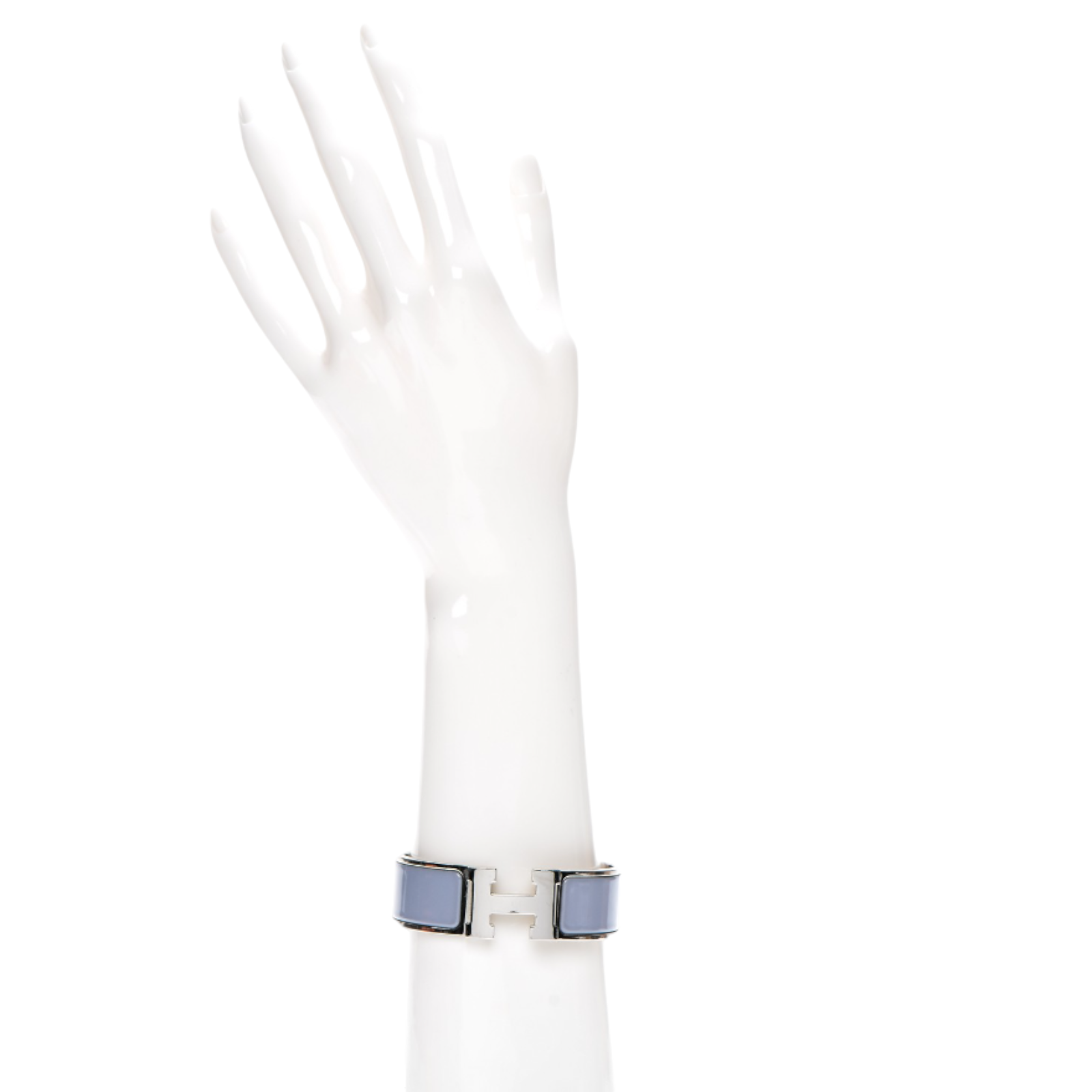 Preowned Hermes Blue and Palladium Clic Clac H Bracelet enamel