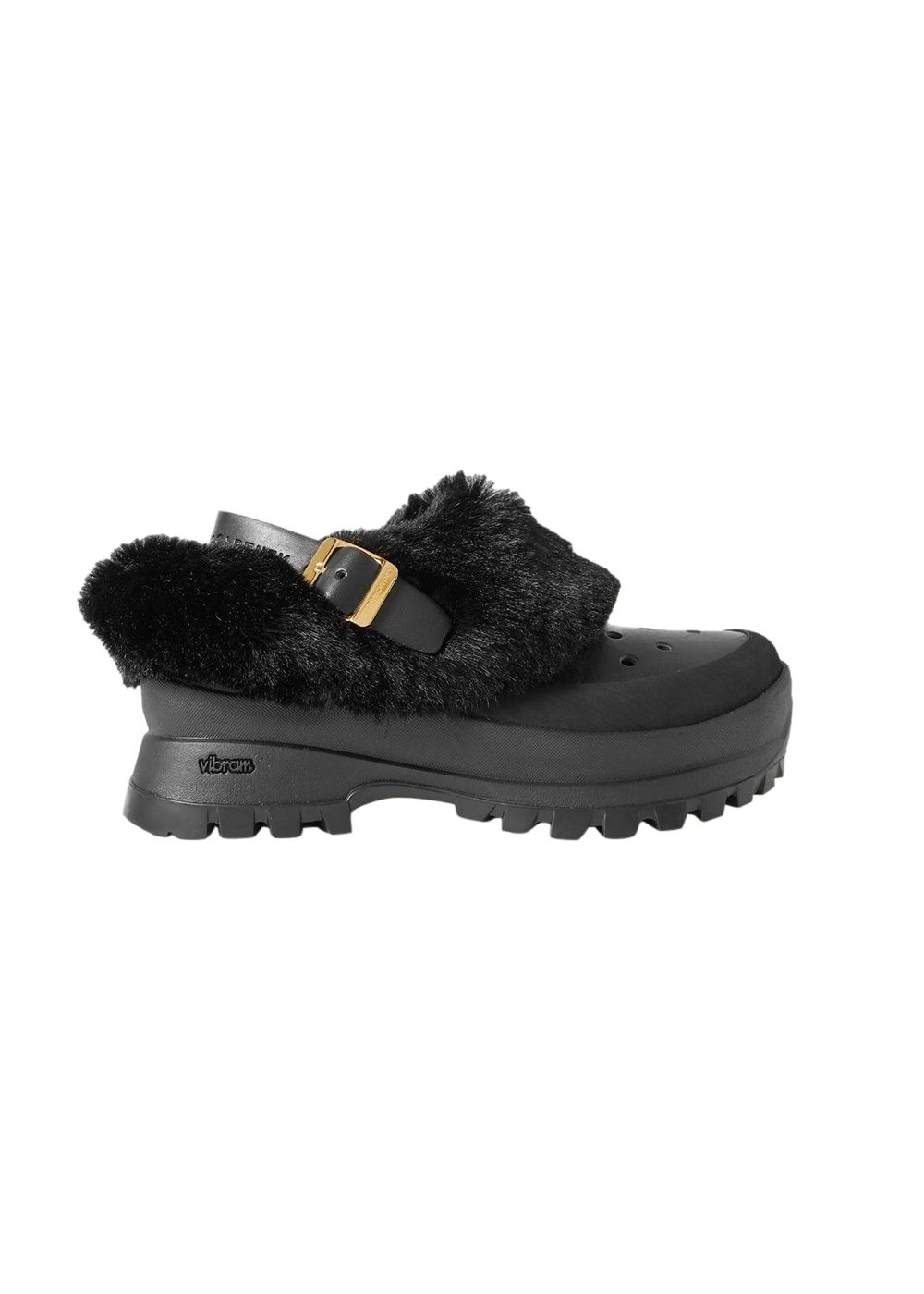 Stella McCartney Trace faux fur vegetarian leather and rubber clogs Size 39