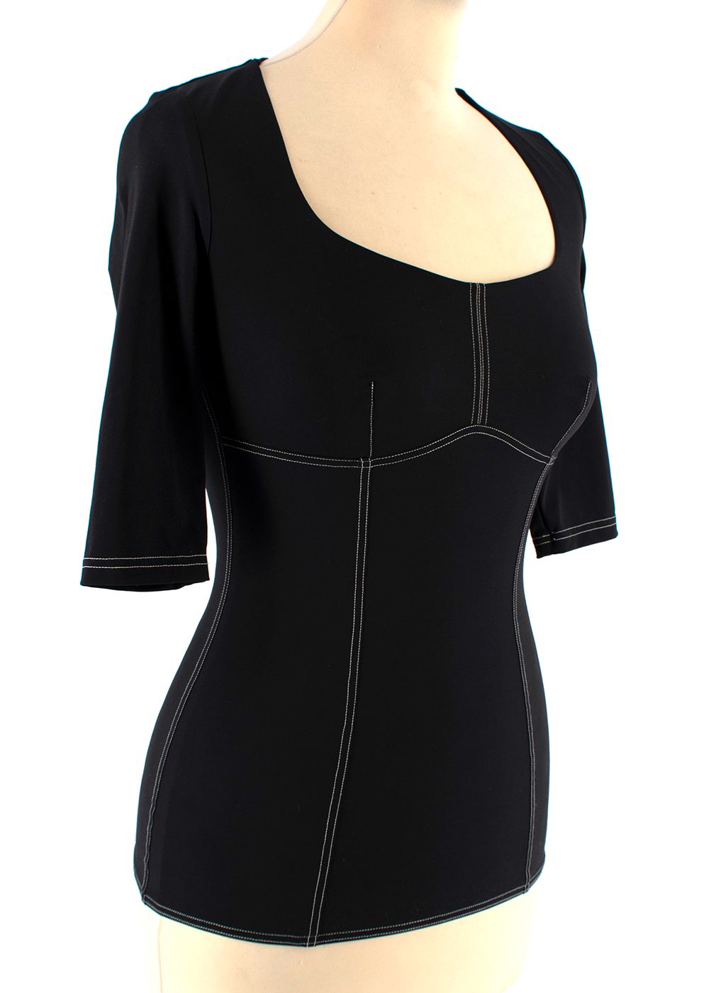 Preowned Black Panelled Stretch Top Size XS polyamide