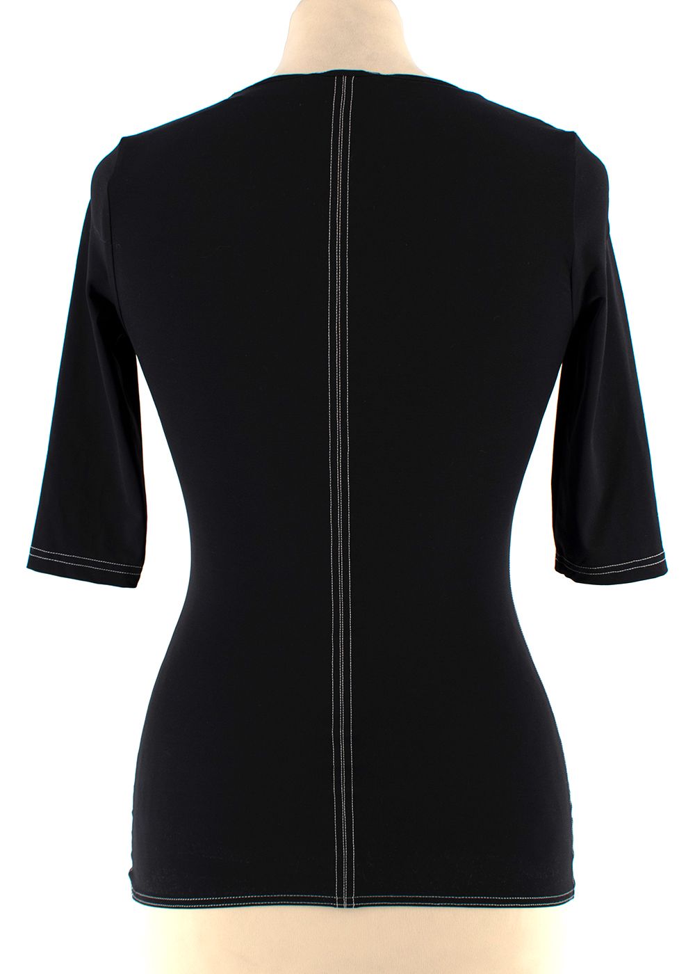 Preowned Black Panelled Stretch Top Size XS polyamide