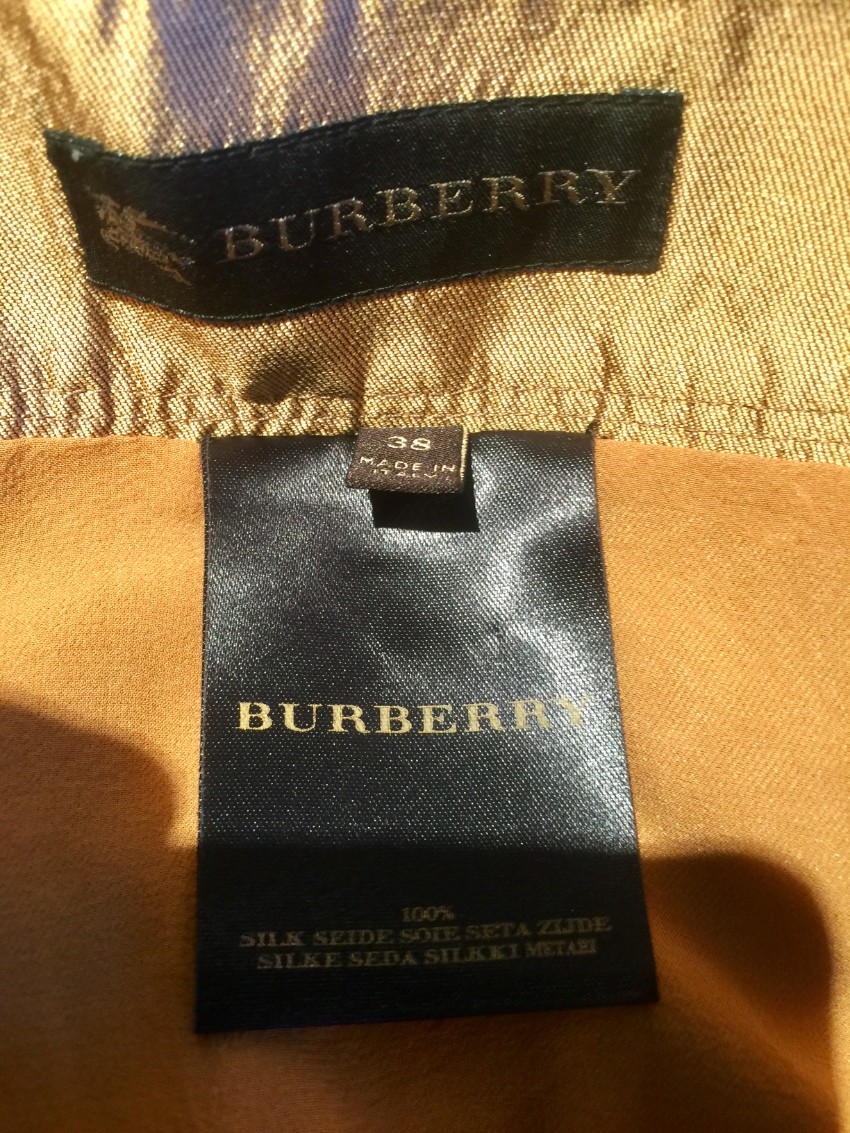 Preowned Burberry Metallic Silk Skirt Size XS Gold