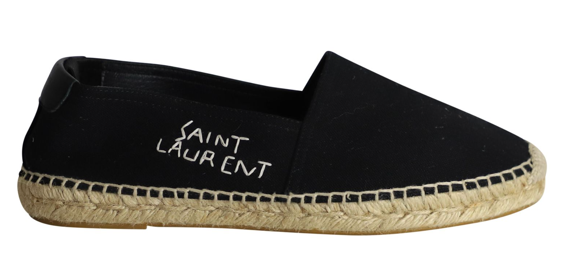 Men's Preowned Saint Laurent Black Logo Embroidered Espadrilles Size 41 canvas