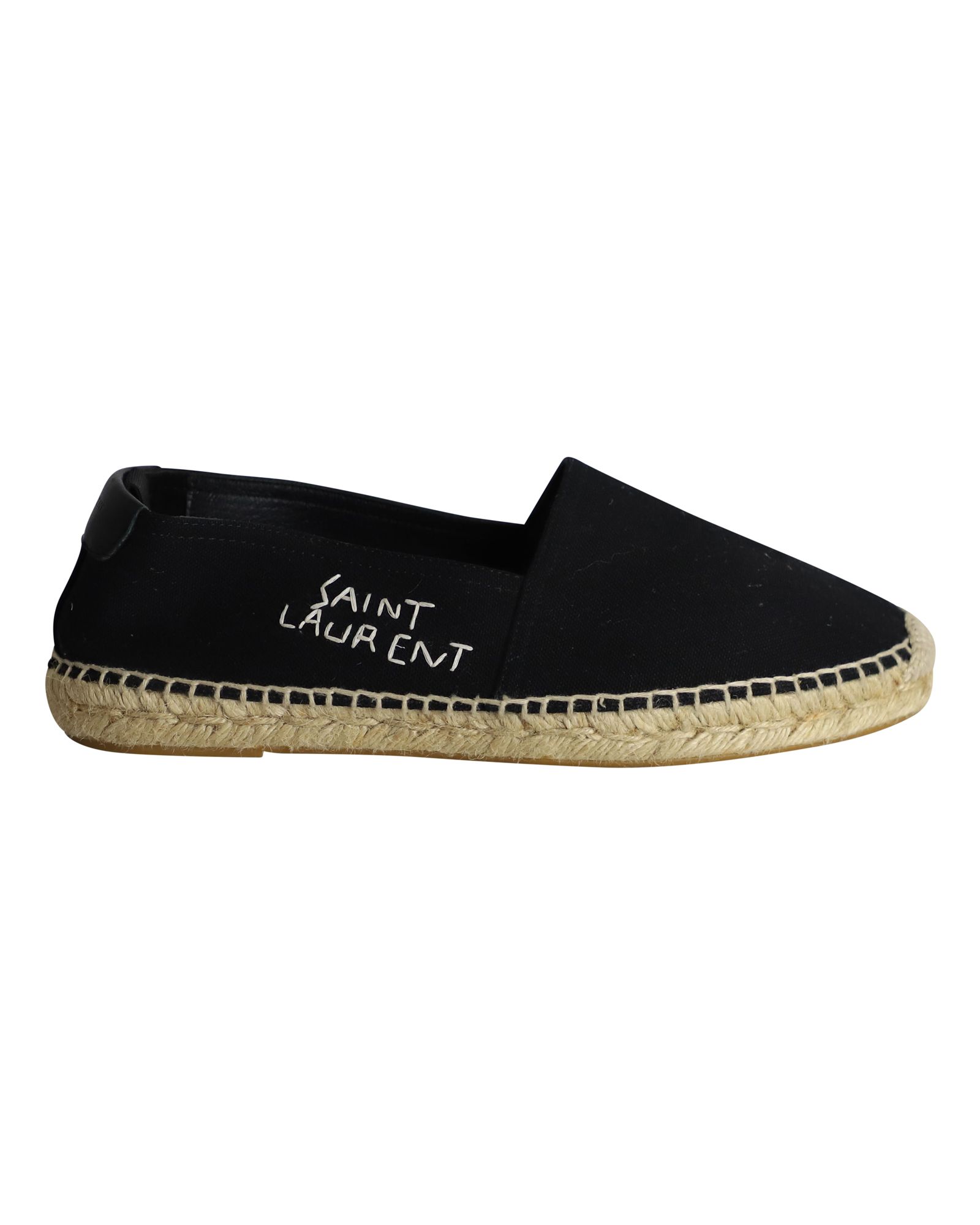 Men's Preowned Saint Laurent Black Logo Embroidered Espadrilles Size 41 canvas